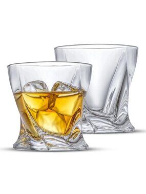 JoyJolt Atlas Old Fashioned Whiskey Glasses Set of 2